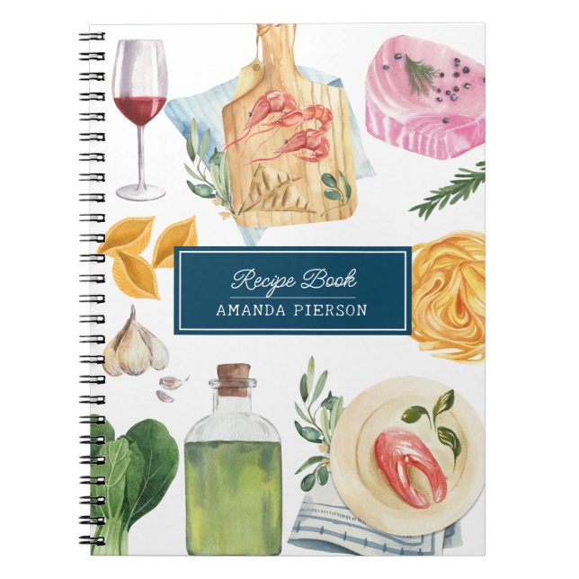 Vattenfärgsfärgning Personlig Namn Recipe Bok Anteckningsbok (Framsidan)