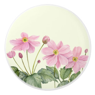 Vattenfärgsfärgning Rosa japansk anemonfärgning Bl Knopp