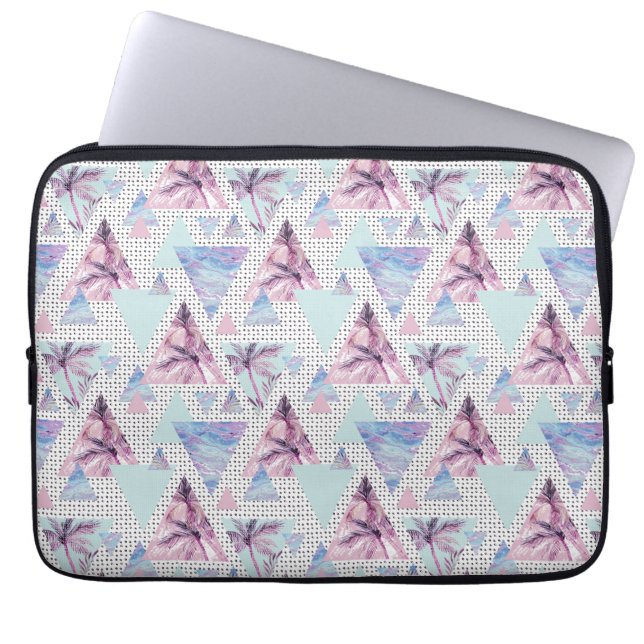 Vattenfärgsfärgning Rosa och blå Handflatan Träd M Laptop Sleeve (Framsidan)