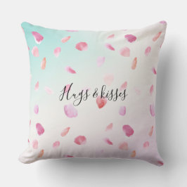 Vattenfärgsfärgning Rosa Peach Ro Petals Mint Ombr Kudde