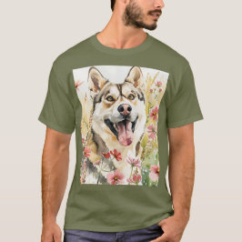 Vattenfärgsfärgning Siberian husky Hund Wall Art P T Shirt