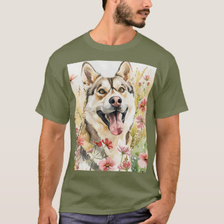 Vattenfärgsfärgning Siberian husky Hund Wall Art P T Shirt