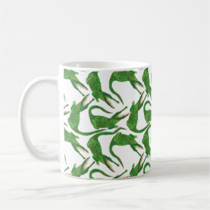 vattenfärgsfärgning sömlös mönster med krokodil kaffemugg