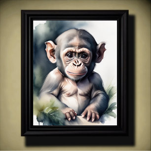 Vattenfärgsfärgning vid Baby Chimpanzee Nursery 5: Poster