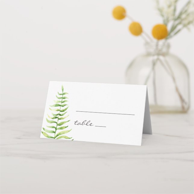 Vattenfärgsfärgsfärgsbåt i grönten. botaniska bröl placeringskort (Framsida)