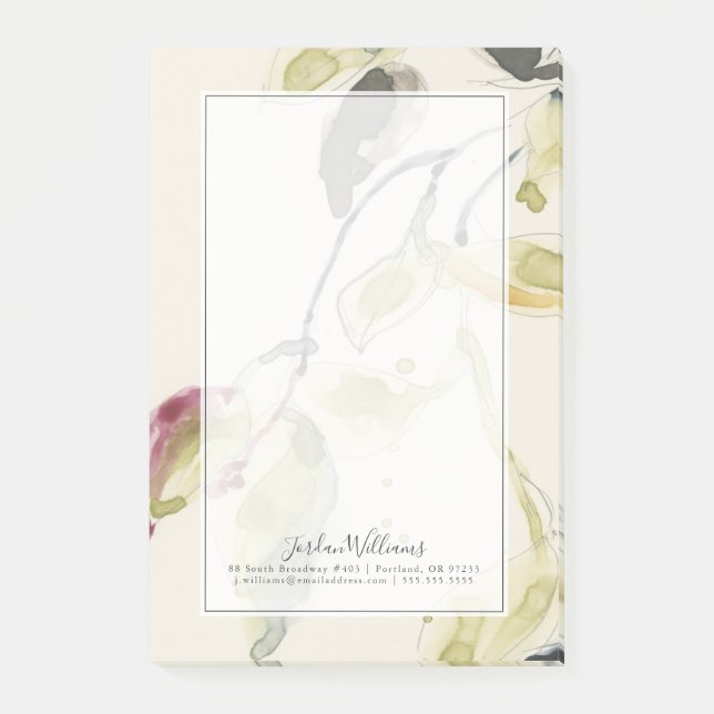 Vattenfärgsfärgstecknet Löv Gren Post-it Block (Framsida)