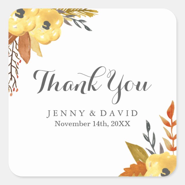 Vattenfärgsfärgstreck för Tack Fyrkantigt Klistermärke (Framsida)