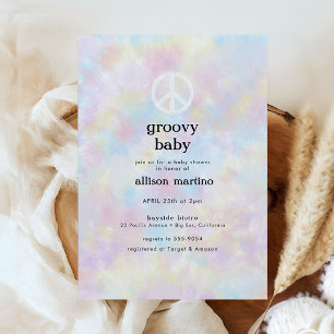 Vattenfärgsfärgtie Dye Peace Hippie Baby Shower Inbjudningar