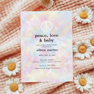 Vattenfärgsfärgtie Dye Peace Hippie Baby Shower Inbjudningar