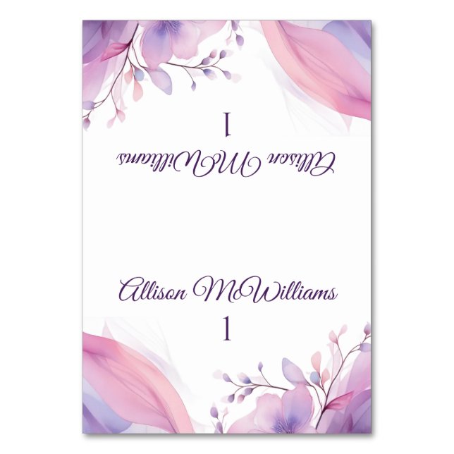 Vattenfärgsfärja Cherry Blommar-Bröllop- Bordsnummer (Framsidan)