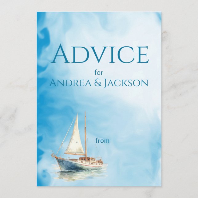 Vattenfärgsfartyg Bröllop Rådkort (Framsida)