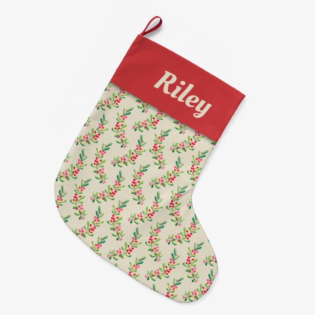 Vattenfärgsfartyg och Löv Helgdag Stor Julstrumpa (Framsidan (Hängande))