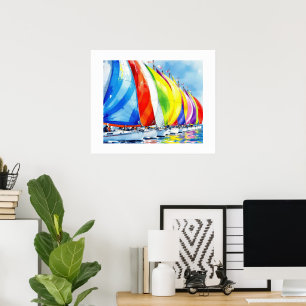 Vattenfärgsfartyg Regatta Poster