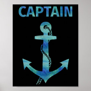 Vattenfärgsfartygs Nautical Anchor Kapten Sailing Poster