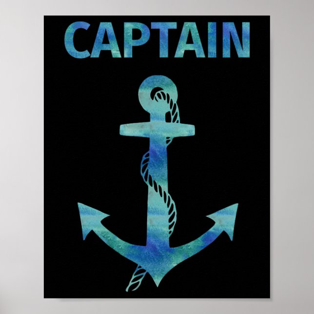 Vattenfärgsfartygs Nautical Anchor Kapten Sailing  Poster (Framsidan)