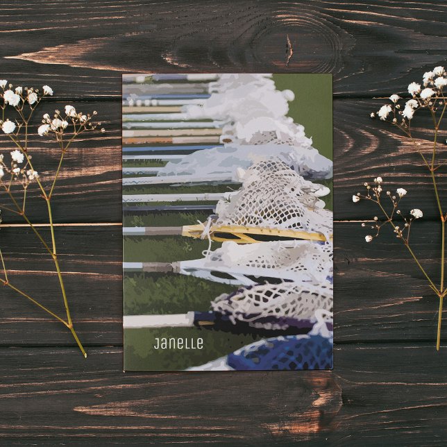 Vattenfärgsfästen Lacrosse Sticks Anteckningskort (Skapare uppladdad)