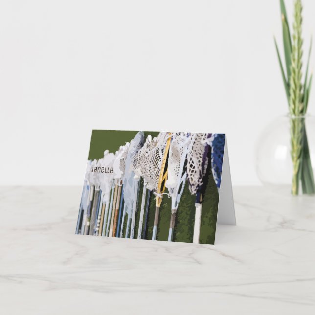 Vattenfärgsfästen Lacrosse Sticks Anteckningskort (Framsida)