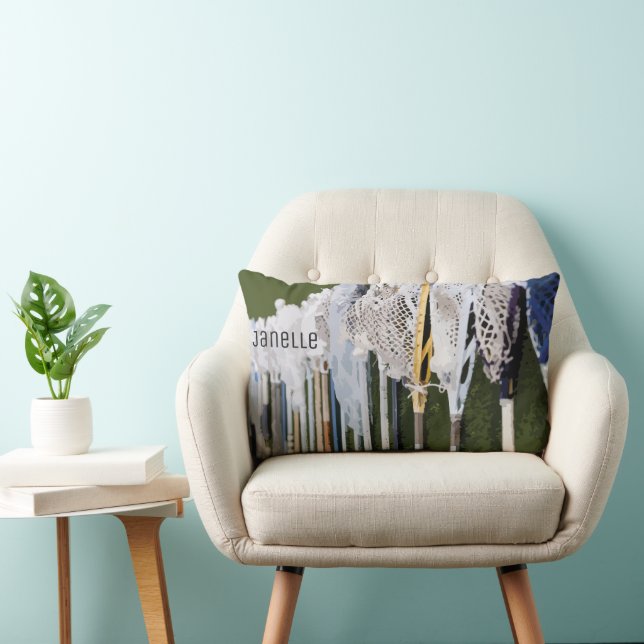 Vattenfärgsfästen Lacrosse Sticks Lumbarkudde (Stol)