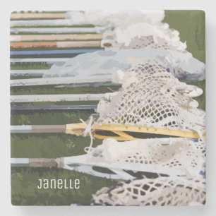 Vattenfärgsfästen Lacrosse Sticks Stenunderlägg