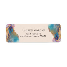 vattenfärgsfaux guld-folie Returadressetikett