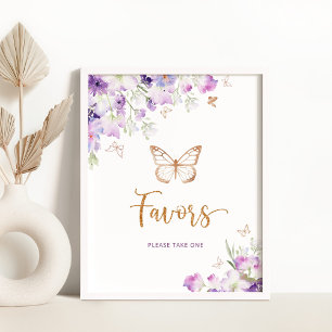 Vattenfärgsfavoriter för lila guld-fjäril poster