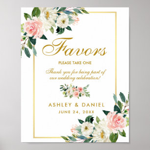 Vattenfärgsfavoriter för Rosa av Blommigt Bröllop Poster