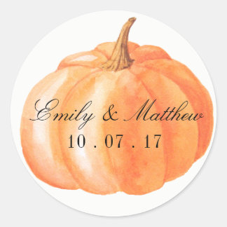 Vattenfärgsfemumpor Fall Wedding Label Stickers Runt Klistermärke