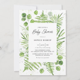 VattenfärgsFerns och Eucalyptus Ram Baby Shower Inbjudningar