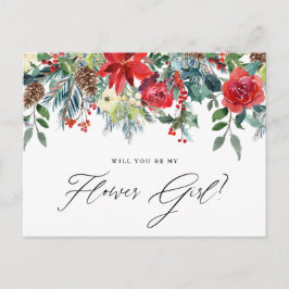 VattenfärgsFestive Blommigt Garland Flower Girl Meddelande Vykort