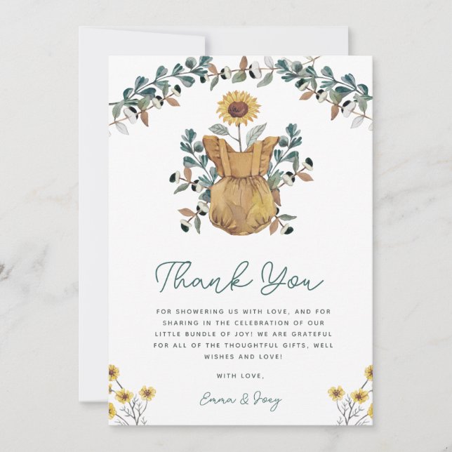 Vattenfärgsfilter Blommigt Boho Flicka Shower Tack Kort (Framsida)