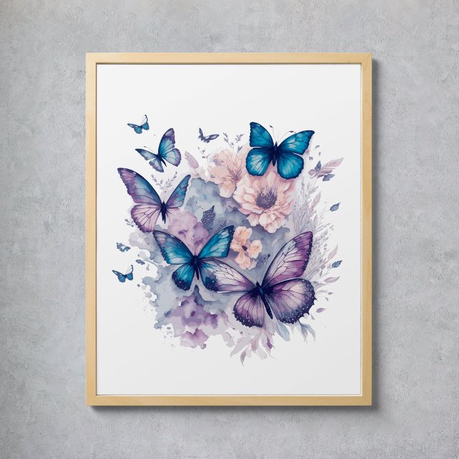 Vattenfärgsfilter Blommigten Mystical Magic Poster (Watercolor Butterflies Floral Mystical Magical Poster
)