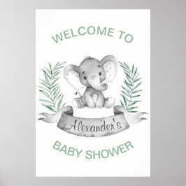 Vattenfärgsfilter Elephant Baby Shower Poster