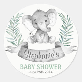 Vattenfärgsfilter Elephant Baby Shower Runt Klistermärke