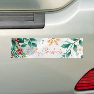 Vattenfärgsfilter God jul Bumper Sticker - Löv Bildekal