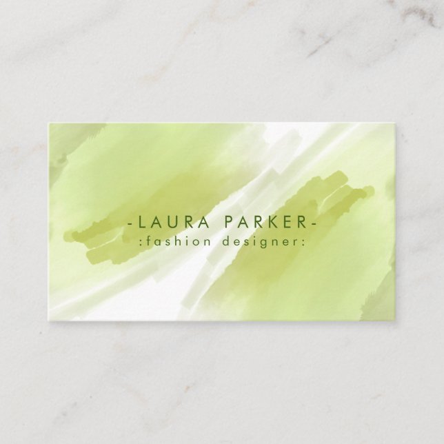 Vattenfärgsfilter Grönt Platter Abstrakt Makeup Ar Visitkort (Framsida)