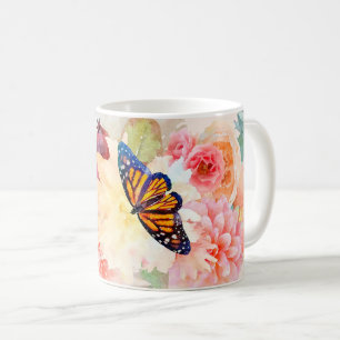 Vattenfärgsfilter i Blomsterträdgård Kaffemugg