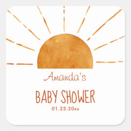 Vattenfärgsfilter Lycklig Gult Sunshine Boho Baby Fyrkantigt Klistermärke