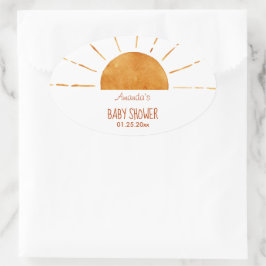 Vattenfärgsfilter Lycklig Gult Sunshine Boho Baby Ovalt Klistermärke