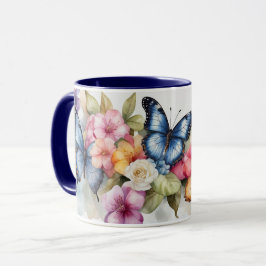 Vattenfärgsfilter Modern Elegant Butterfly Flowers Mugg