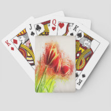 Vattenfärgsfilter Röd Gult Tulips-Blommigt