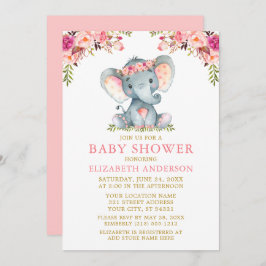 Vattenfärgsfilter Rosa Blommigt Guld Baby Shower E Inbjudningar