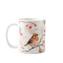 Vattenfärgsfink i Snowy Winter Träd & Berries