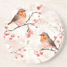 Vattenfärgsfink i Snowy Winter Träd & Berries