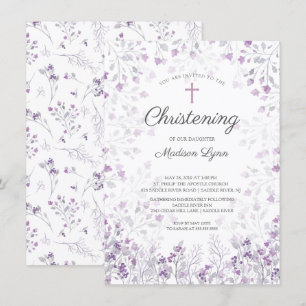 Vattenfärgsfintvätt Fintvätt Lila blommor Christin Inbjudningar
