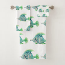 Vattenfärgsfisk av skaldjur Art Blå tropiska fiska