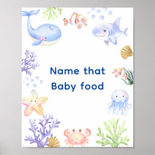 Vattenfärgsfisk nautisk - Namn som baby mat Poster