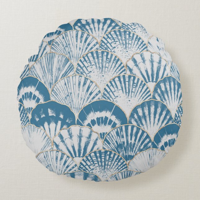 Vattenfärgsfisk, snäcka japansk vinkar, sömlös pan rund kudde (Framsidan)