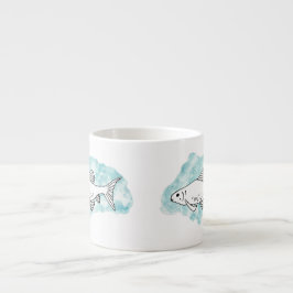 Vattenfärgsfisk Teckning Minnow Espressomugg