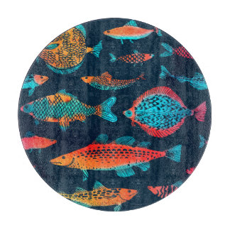 Vattenfärgsfiske: Djupt blått, sömlöst