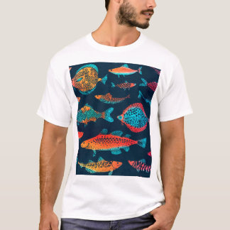 Vattenfärgsfiske: Djupt blått, sömlöst T Shirt